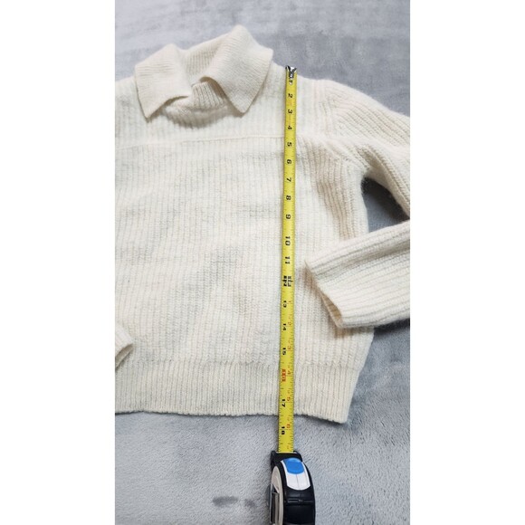 Rag & Bone Women's Large Madix Wool & Alpaca Blend Ivory Sweater Polo - Picture 4 of 5